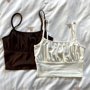 2 pack Brown and Cream Crop Tops